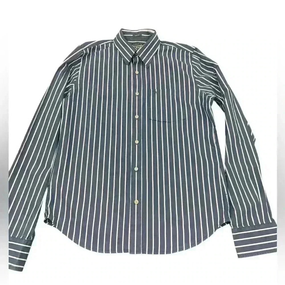 ABERCROMBIE & FITCH Mens X XL Blue & White Striped Button Down - Picture 1 of 6